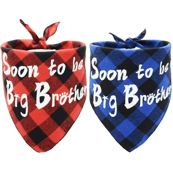 JPB Sooner to be Big Brother Dog Bandana,2 Pack Pet Baby Announcement Soft Scarf Gender Reveal Accessories JPB Sooner to be Big Brother Dog Bandana,2 Pack Pet Baby Announcement Soft Scarf Gender Reveal Accessories